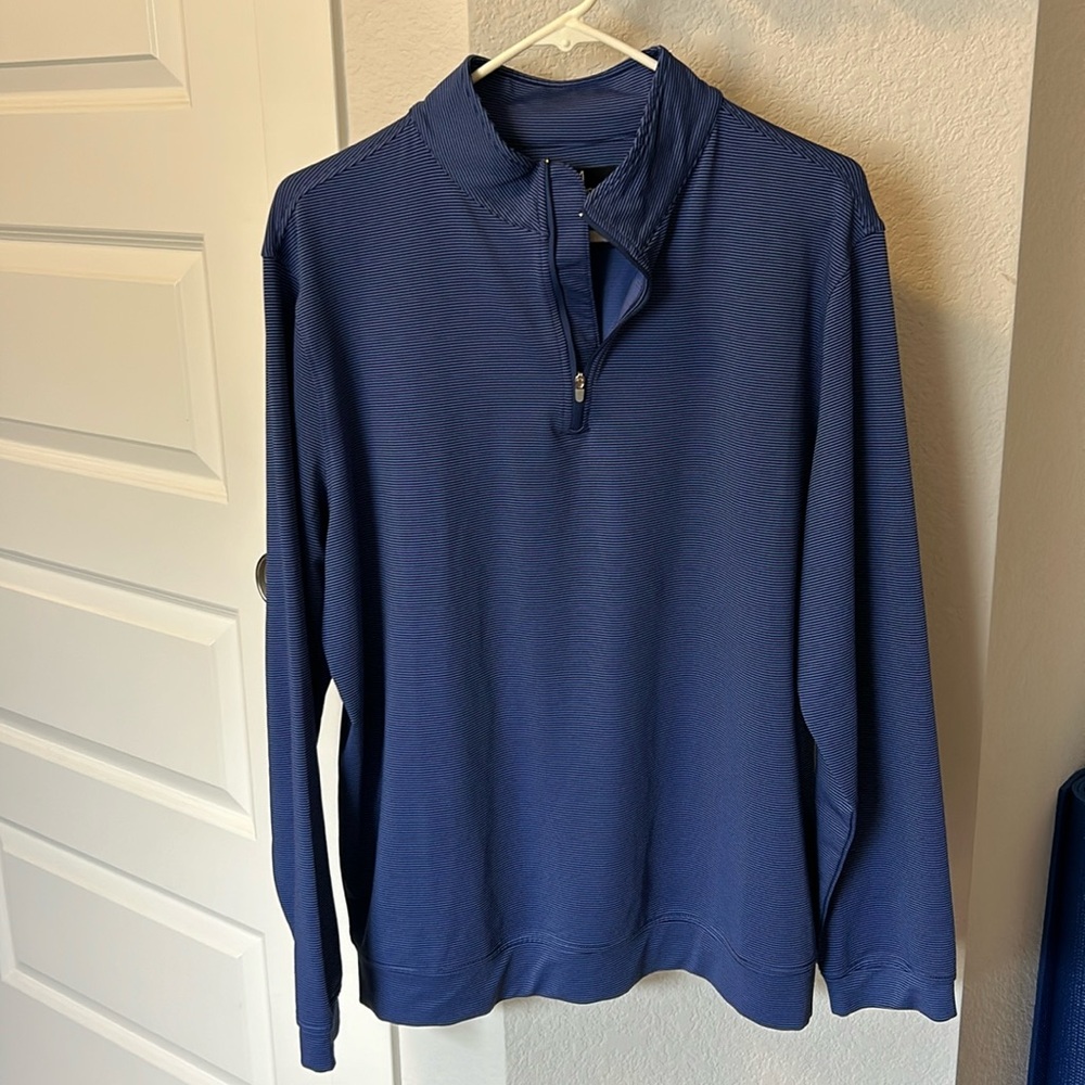 Magaschoni Men’s Large Layering quarter/zip striped Tee NWOT